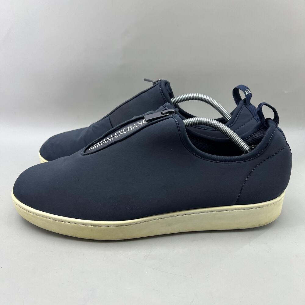 Armani Exchange Action Zip Up Sneakers Men Size 11 Blue Elastic Comfort Shoes - Picture 3 of 10